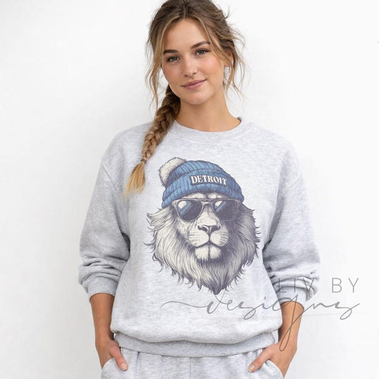 Detroit Football Spirit Animal Crew | Gildan Ash Gray Unisex | Sublimated Lion Graphic | Detroit MI Sports Fan Sweatshirt | Vintage game day (etsy image id: 7954340828)