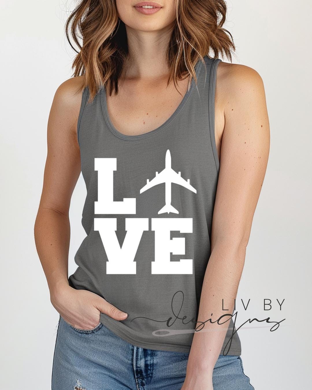 Airplane Love Comfort Colors Tank Top | Vacation Shirt for those who love to fly | Airport Outfit | Wanderlust Tank Top (etsy image id: 7955274946)