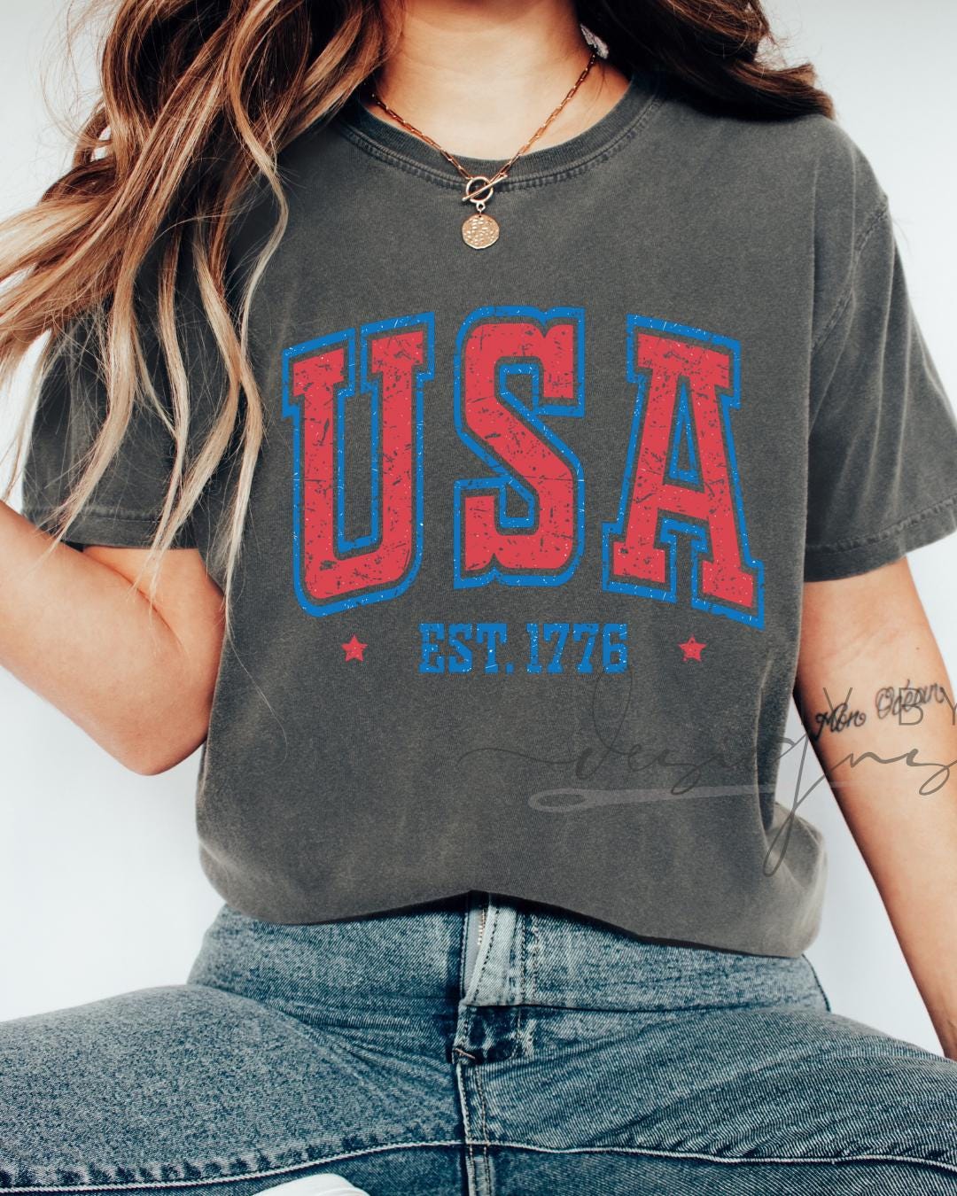 Fourth of July Tshirt, Patriotic Retro tee, Comfort Colors Tee | Patriotic large letter Graphic, USA Retro Shirt (etsy image id: 7980836535)