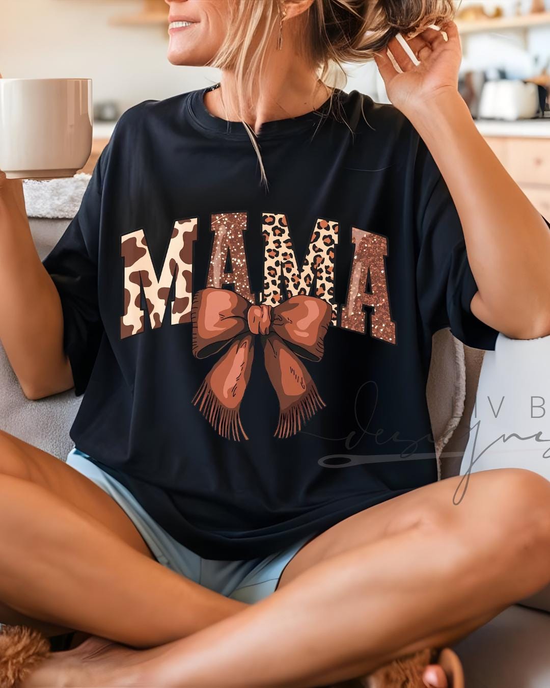 Animal print Mama Comfort Colors Tee | Mother’s Day Gift for New Mom | Bow Mama Shirt | Western Tee for Everyday (etsy image id: 7981229723)