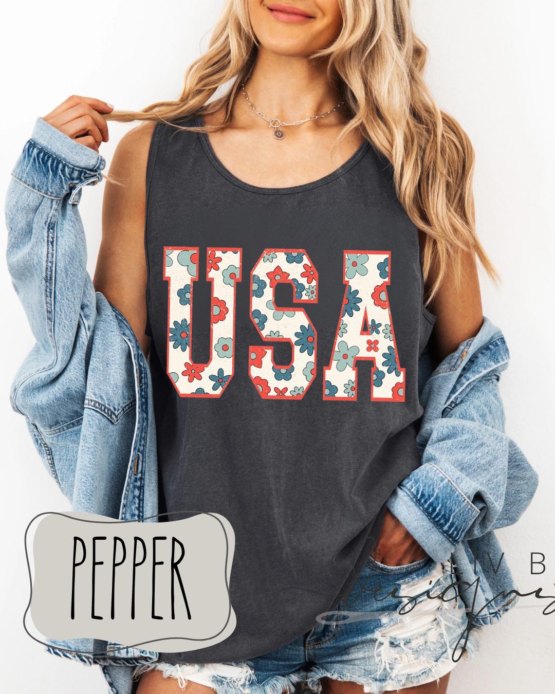 Fourth of July Tank top, Patriotic Retro tank, Comfort Colors Tank top | Patriotic large letter Graphic, USA Retro Shirt (etsy image id: 7981509335)