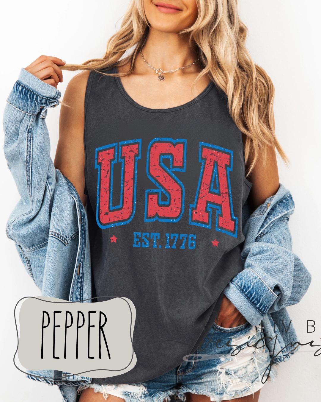 Fourth of July Tank top, Patriotic Retro tank, Comfort Colors Tank top | Patriotic large letter Graphic, USA Retro Shirt (etsy image id: 7981566135)