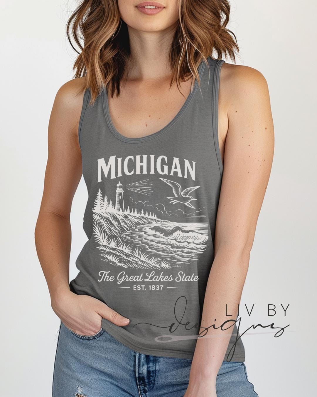 Michigan Nature Graphic Tank | Comfort Colors, Rustic Outdoors Shirt Michigan Summer Nights (etsy image id: 7988380269)