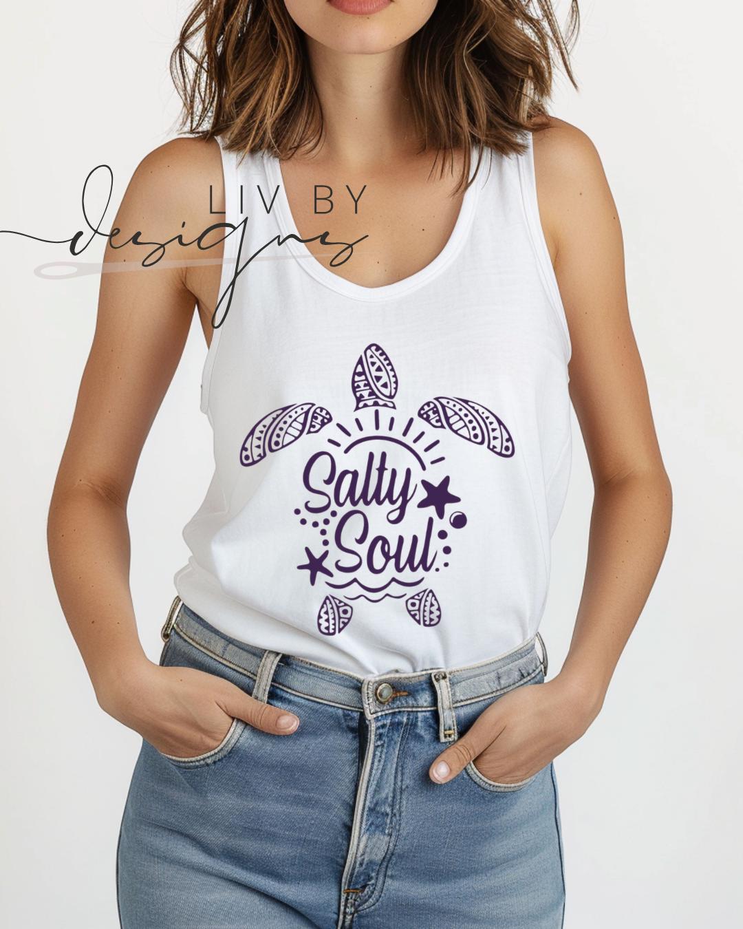 Salty Soul Summer Tank, Comfort Colors | Summer Boating Graphic, Salty Soul Turtle Loving Tank (etsy image id: 7988882757)