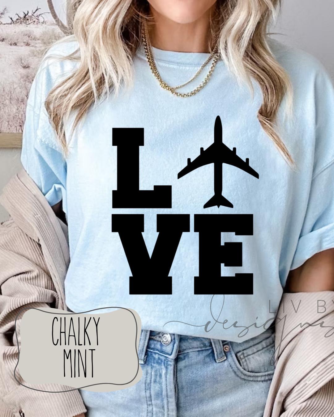 Airplane Love Comfort Colors Tee | Vacation Shirt | Airport Outfit, Wanderlust Shirt (etsy image id: 7994248051)