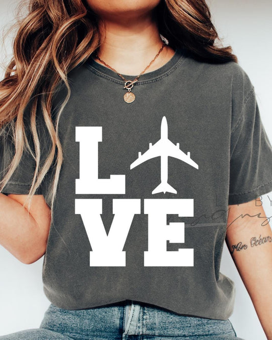 Airplane Love Comfort Colors Tee | Vacation Shirt | Airport Outfit, Wanderlust Shirt (etsy image id: 7994248055)