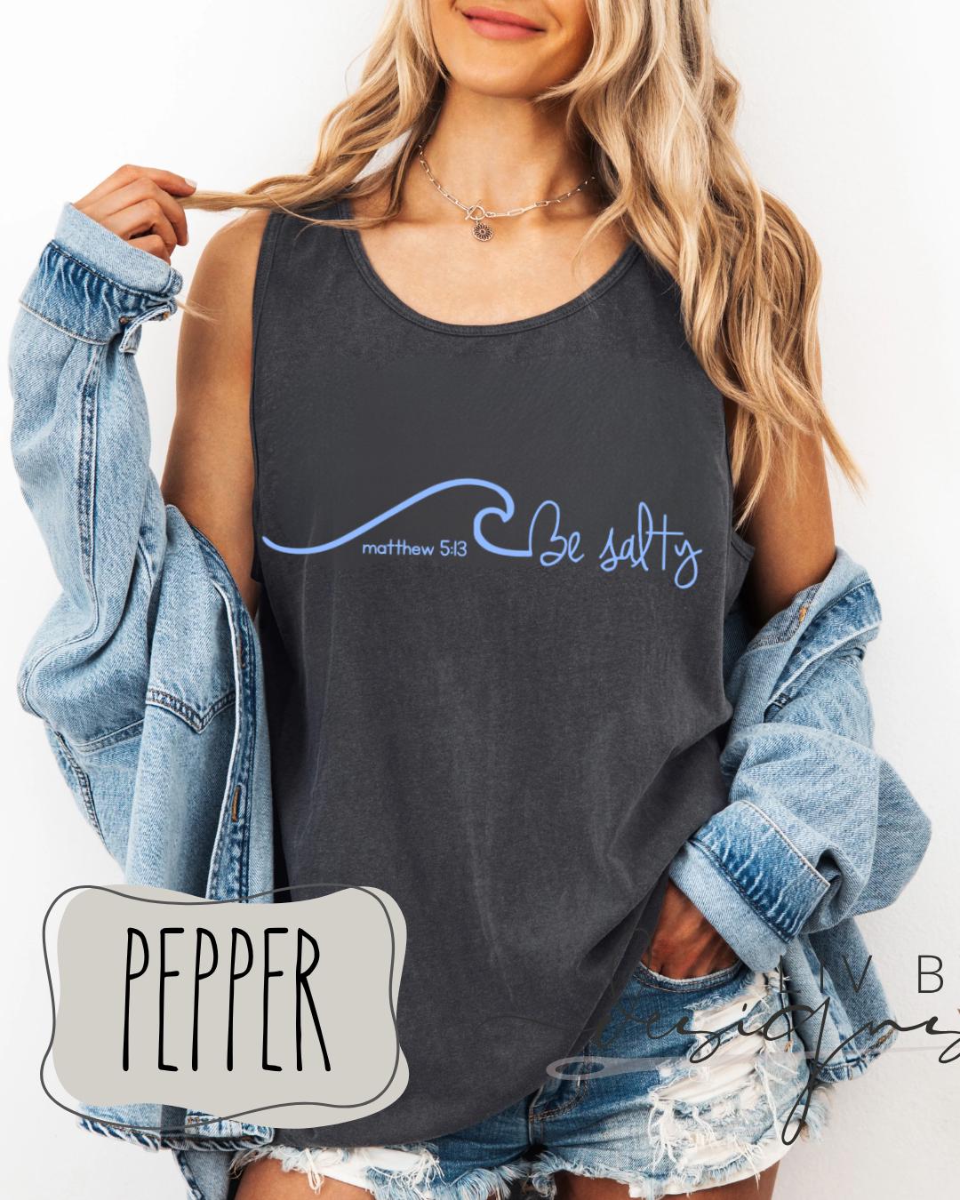 Salty Summer Comfort Colors Tank | Summer Boating Graphic Tank, Bright Salty Tank, Relaxing Beach Fit, Faith Salty beach tank, Matthew 5.13 (etsy image id: 8002244999)