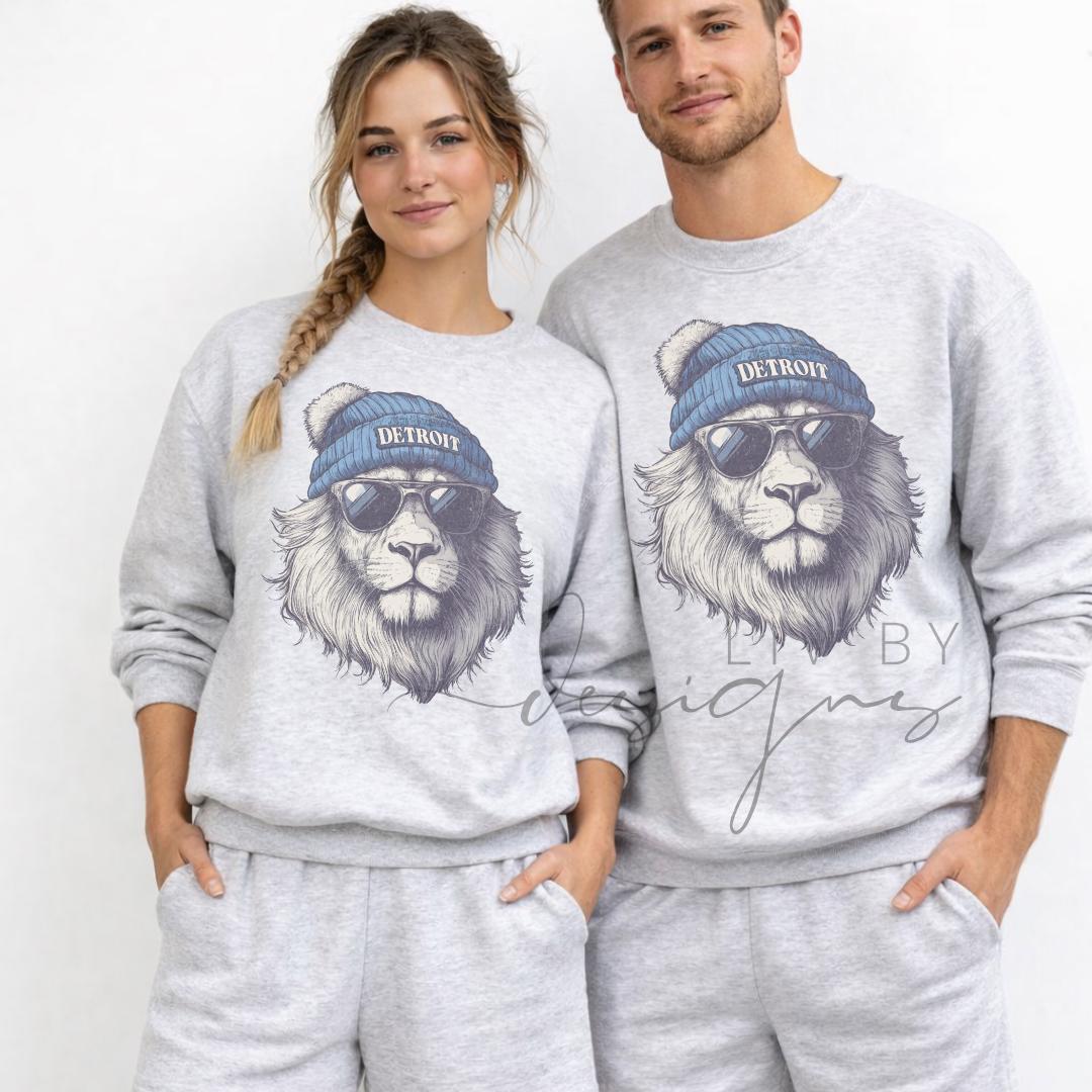 Detroit Football Spirit Animal Crew | Gildan Ash Gray Unisex | Sublimated Lion Graphic | Detroit MI Sports Fan Sweatshirt | Vintage game day (etsy image id: 8002296733)