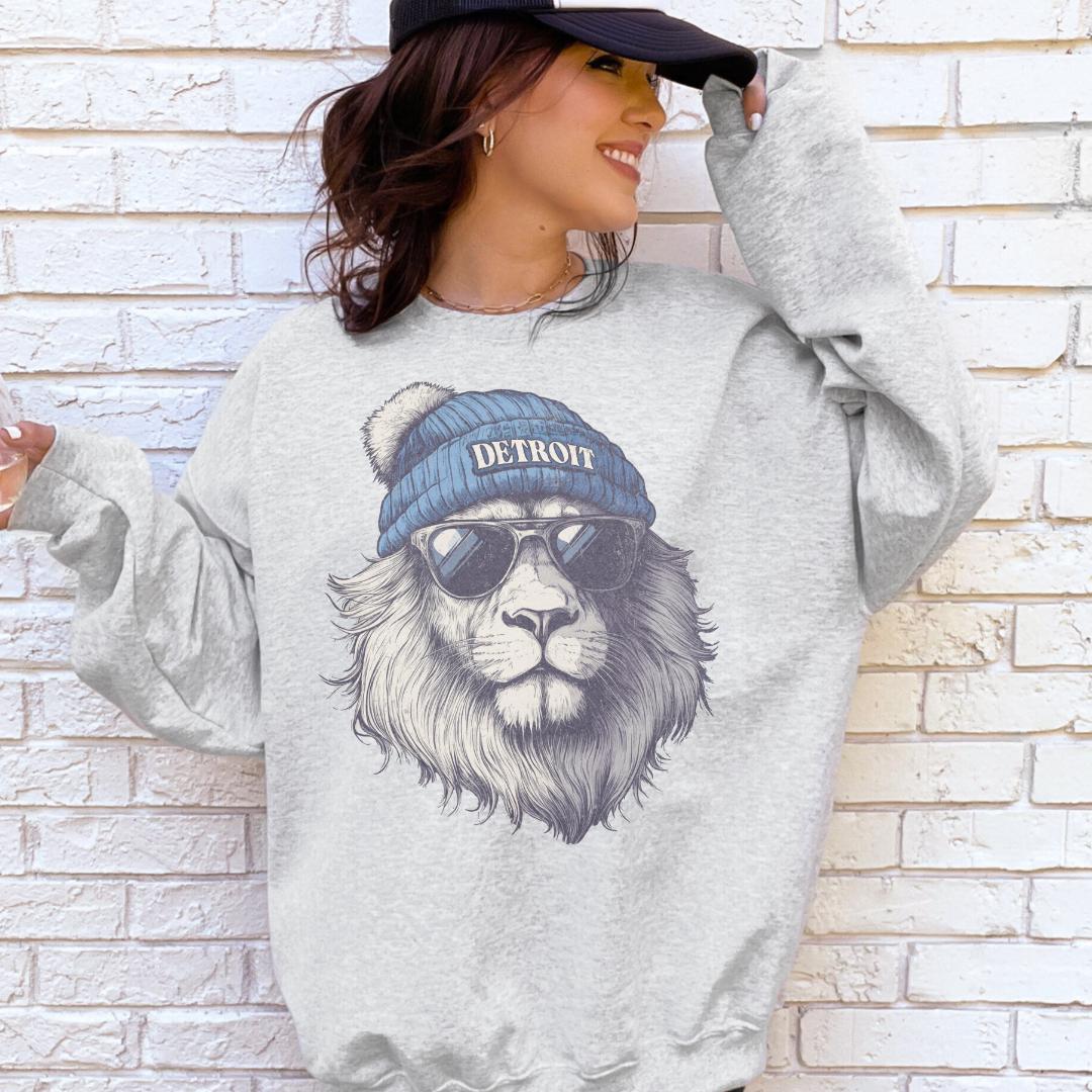 Detroit Football Spirit Animal Crew | Gildan Ash Gray Unisex | Sublimated Lion Graphic | Detroit MI Sports Fan Sweatshirt | Vintage game day (etsy image id: 8002296747)