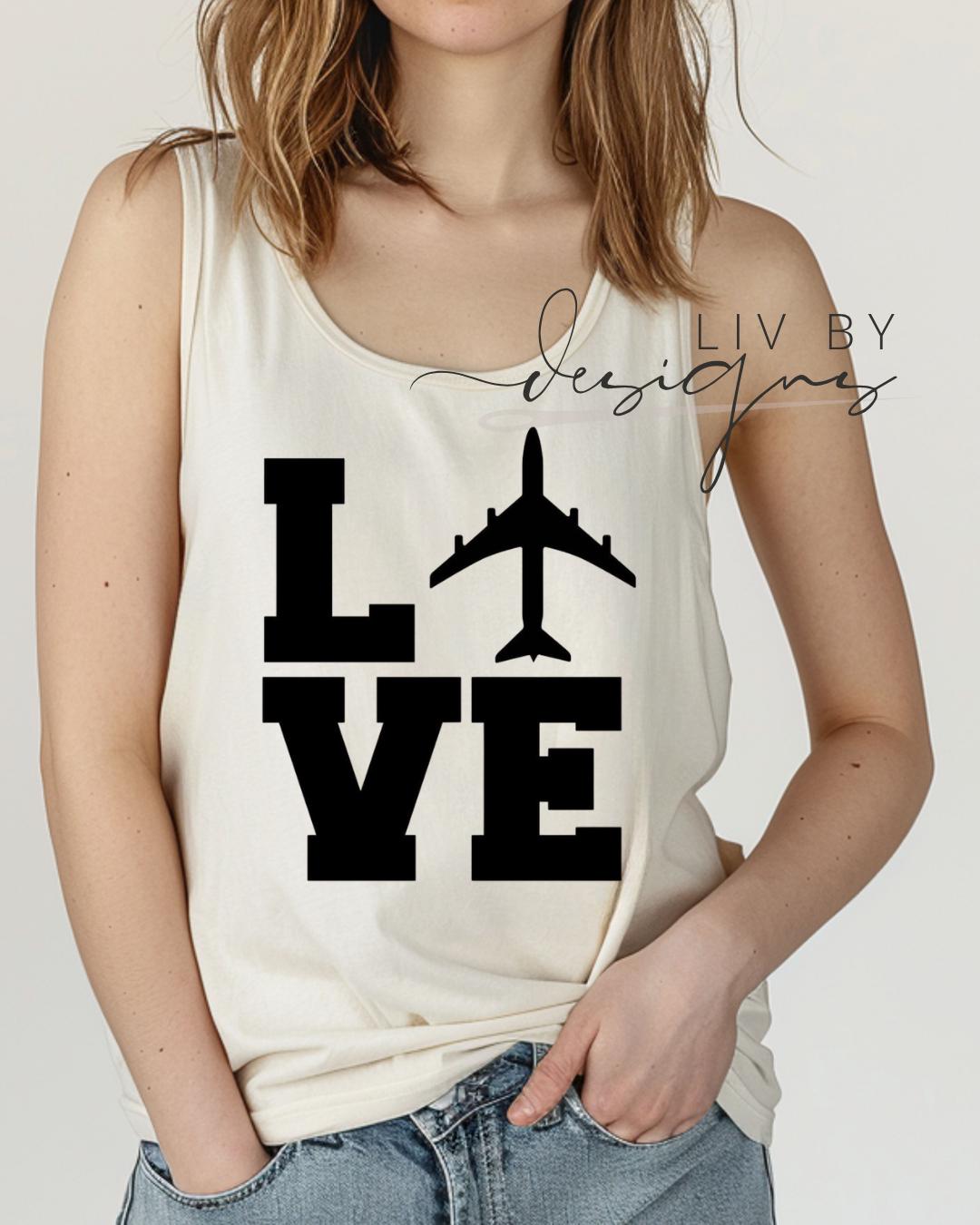 Airplane Love Comfort Colors Tank Top | Vacation Shirt for those who love to fly | Airport Outfit | Wanderlust Tank Top (etsy image id: 8003232109)