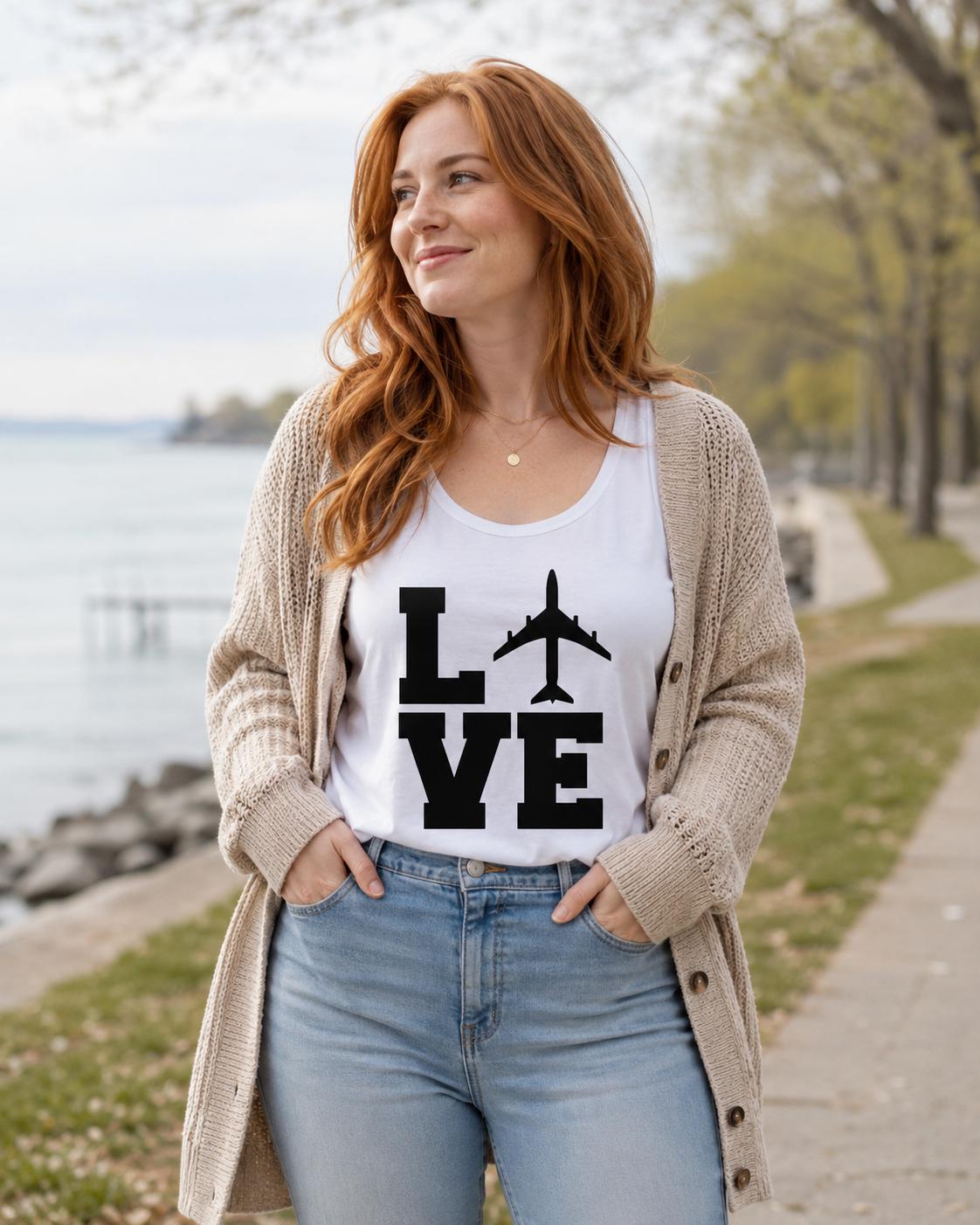 Airplane Love Comfort Colors Tank Top | Vacation Shirt for those who love to fly | Airport Outfit | Wanderlust Tank Top (etsy image id: 8011815762)