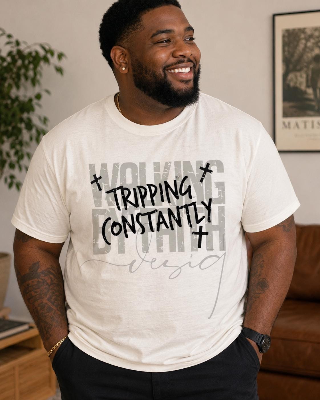 Comfort Colors Christian Graphic Tee, Tripping Constantly Christian Tee, Unisex Fit | Walking by Faith apparel (etsy image id: 8013197900)