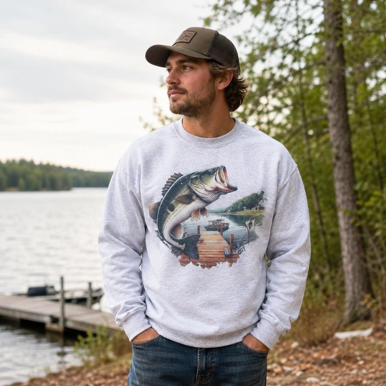 Bass Fishing Sweatshirt | Lake Life Fisherman Pullover (etsy image id: 8013213384)