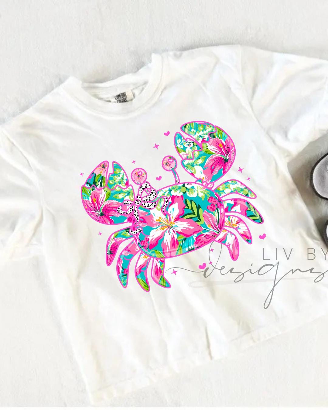 Floral Coastal Crab Crop Tee | Comfort Color Tee __etsy:8091053997