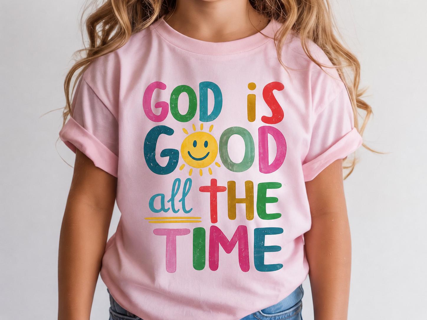 God Is Good All The Time Kids Shirt | Christian Kids | Colorful Church Outfit | Religious Youth