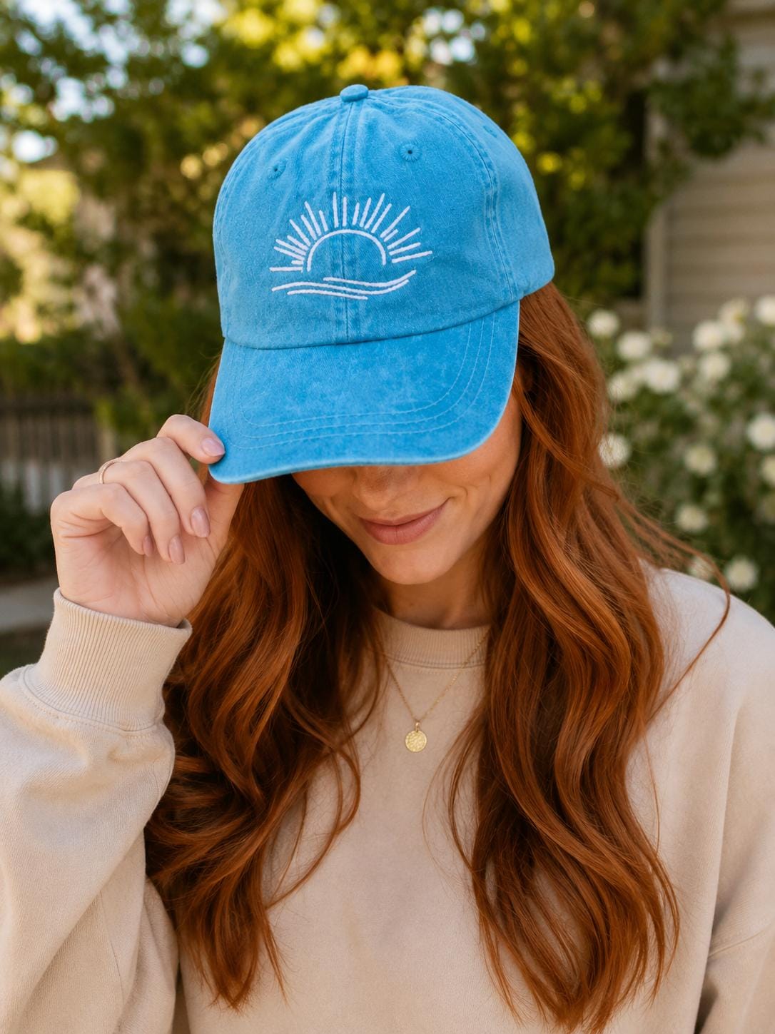 Embroidered Sunrise Hat | Pigment Dyed Cotton Baseball Cap __etsy:8216443888