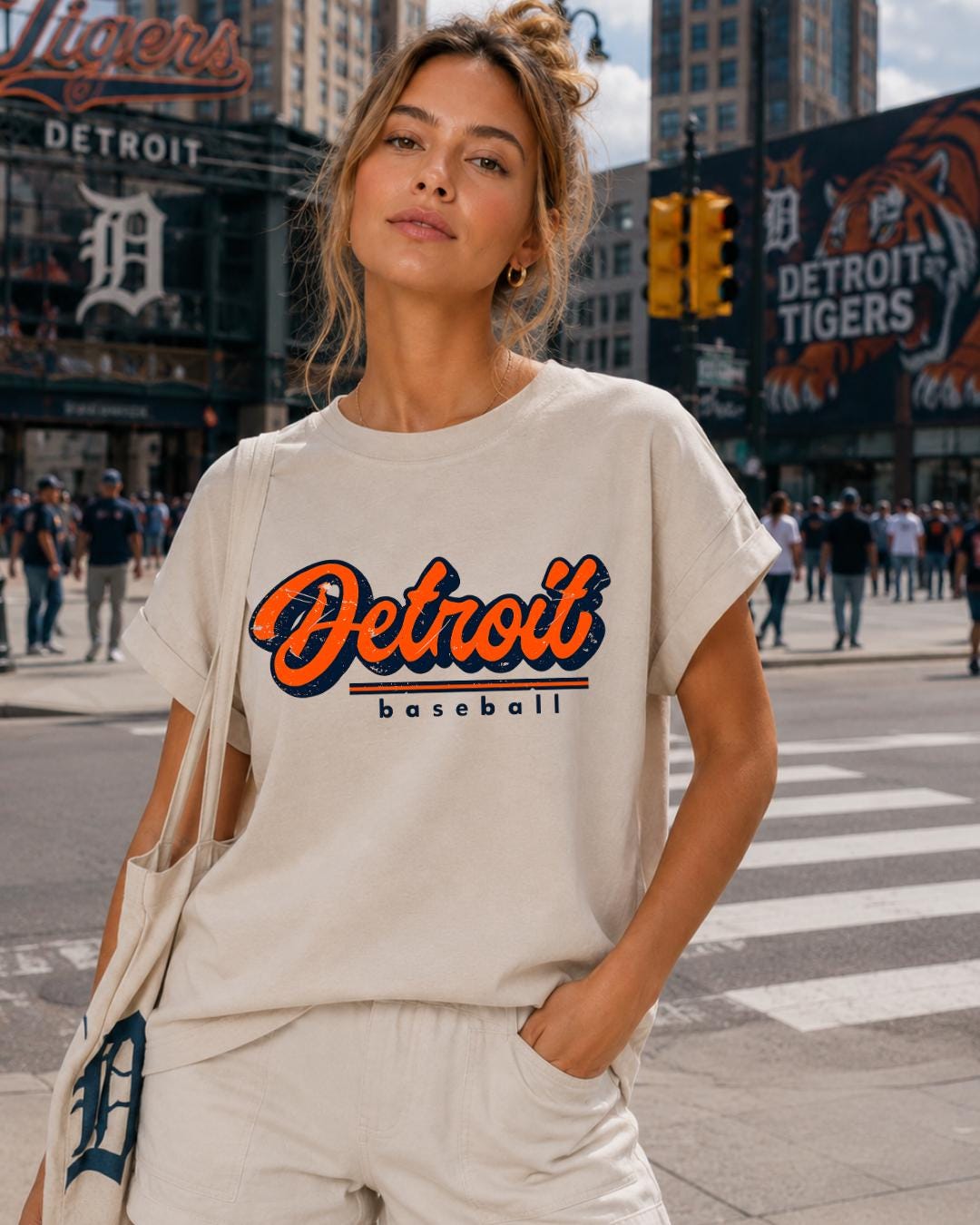 Detroit Baseball Vintage Tee | Vintage Washed Relaxed Fit Graphic T-Shirt | Game Day Shirt | Detroit Fan Apparel | Unisex Drop Shoulder Tee