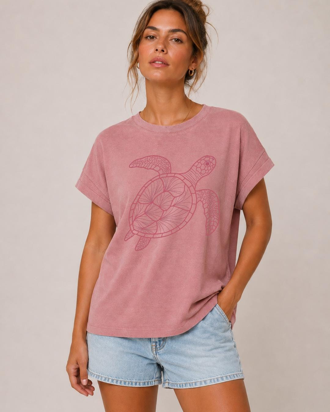 SeaTurtle Summer Tee | Vintage Washed Relaxed Fit Graphic T-Shirt | Beach Shirt | Coastal Summer Apparel | Women's Vacation Tee