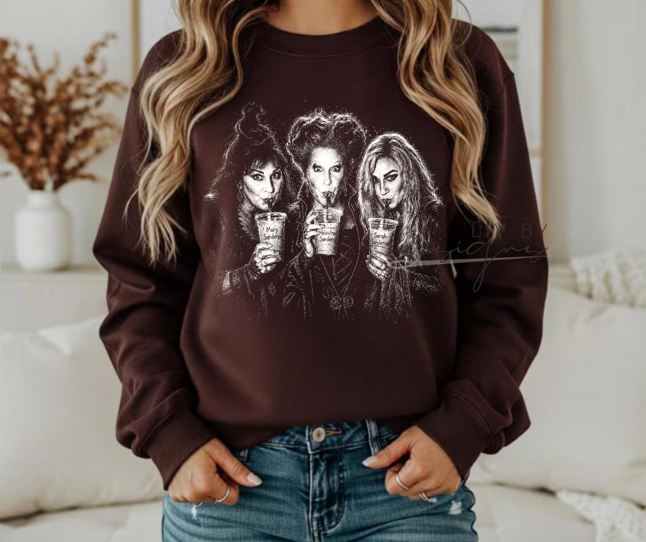 Witchy Coffee Crewneck | Fall Halloween Sweatshirt | Sanderson Sisters Sweatshirt | Cozy Autumn Crew | Spooky Season Gift