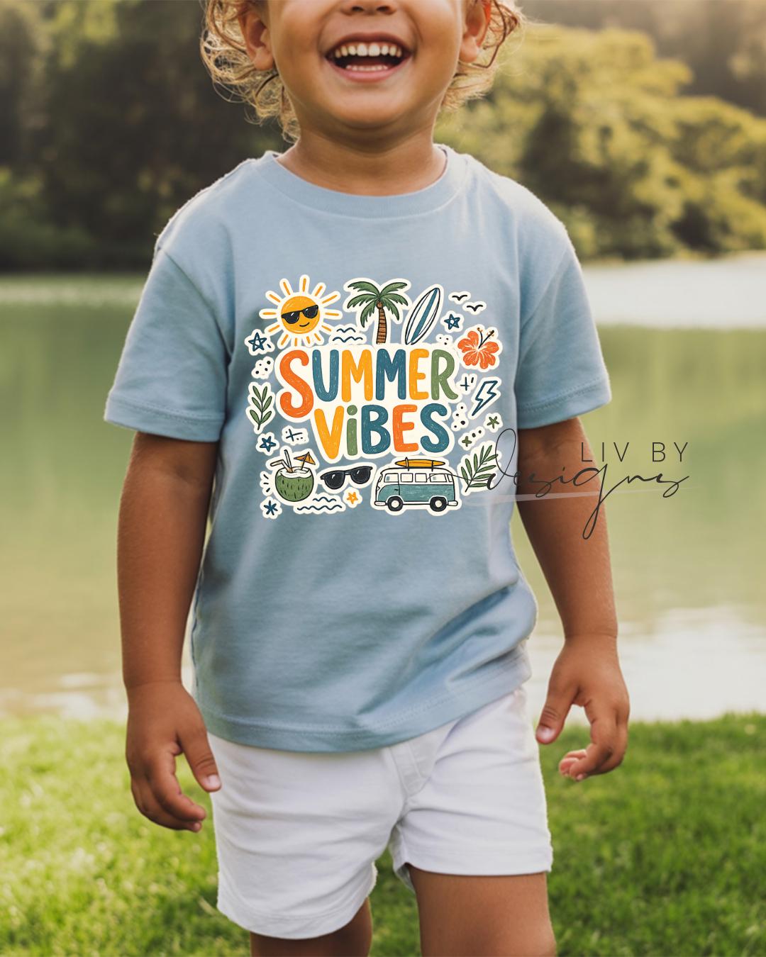 Kids Tee for summer | Summer Vibes kid tee | Summer Birthday gift for niece or nephew | Summer vacation tee for kids