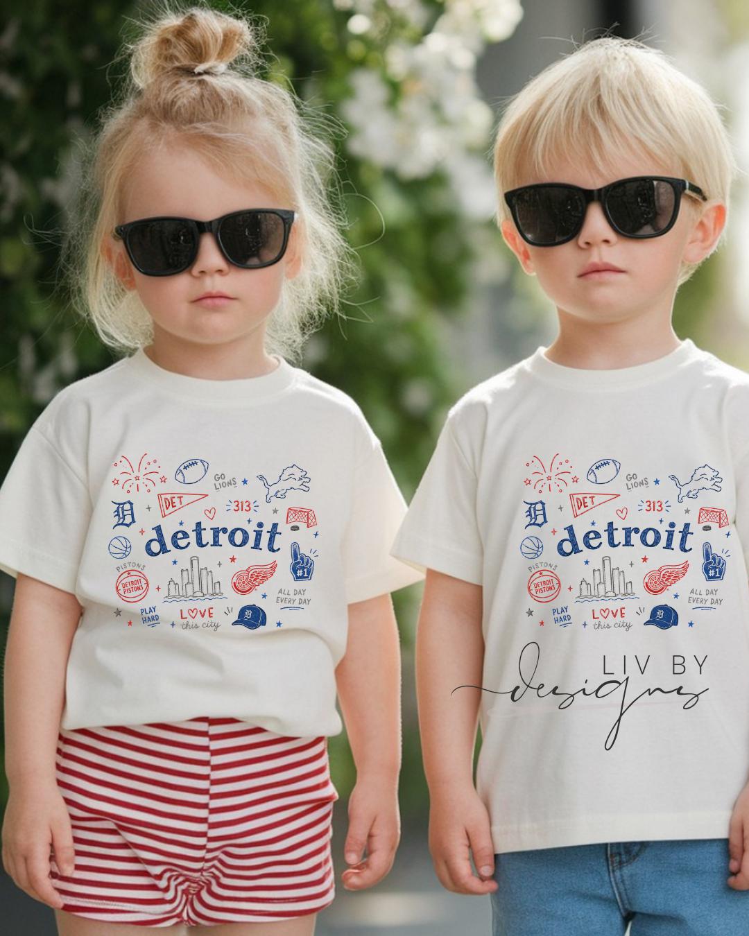 Kids Tee for summer | Sport loving kid tee | Wild child tee for nephew or niece | Summer in detroit tee for kids