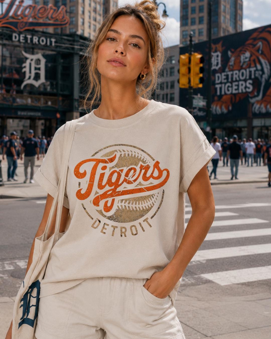 Detroit Baseball Vintage Tee | Vintage Washed Relaxed Fit Graphic T-Shirt | Game Day Shirt | Detroit Fan Apparel | Unisex Drop Shoulder Tee