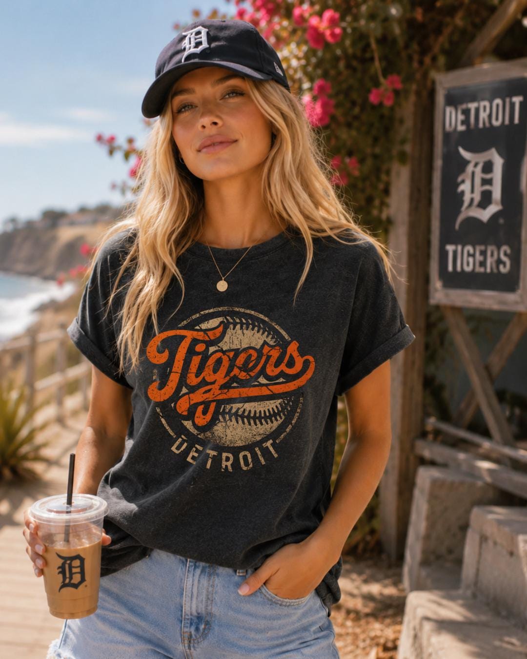 Detroit Baseball Vintage Tee | Vintage Washed Relaxed Fit Graphic T-Shirt | Game Day Shirt | Detroit Fan Apparel | Unisex Drop Shoulder Tee