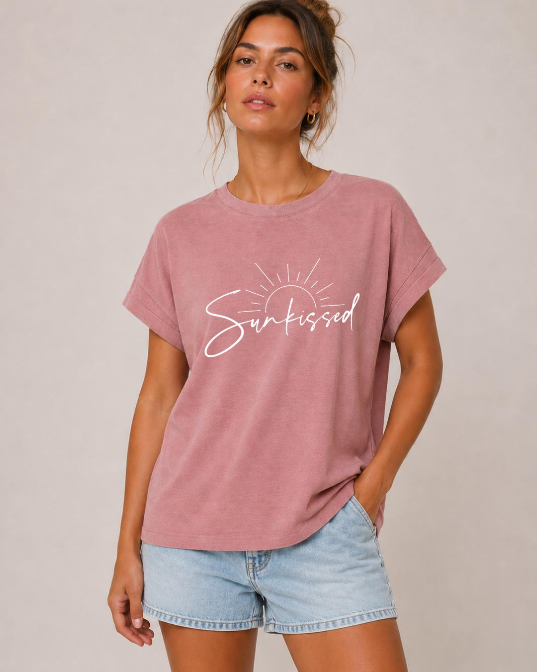 Sunkissed Summer Tee | Vintage Washed Relaxed Fit Graphic T-Shirt | Beach Shirt | Coastal Summer Apparel | Women's Vacation Tee