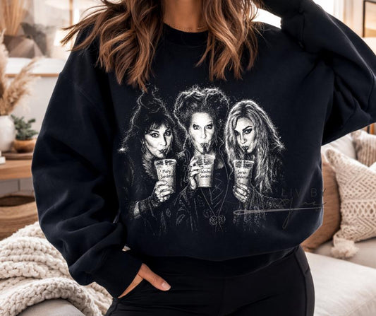 Witchy Coffee Crewneck | Fall Halloween Sweatshirt | Sanderson Sisters Sweatshirt | Cozy Autumn Crew | Spooky Season Gift