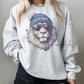 Lion Crew with beanie and shades | Everyday crew for fall | Gift for football lover | Football Spirit Animal Crew, Game Day Pullover
