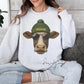 Cow Crew with beanie and shades | Everyday crew for fall | Gift for football lover | Football Spirit Animal Crew, Game Day Pullover
