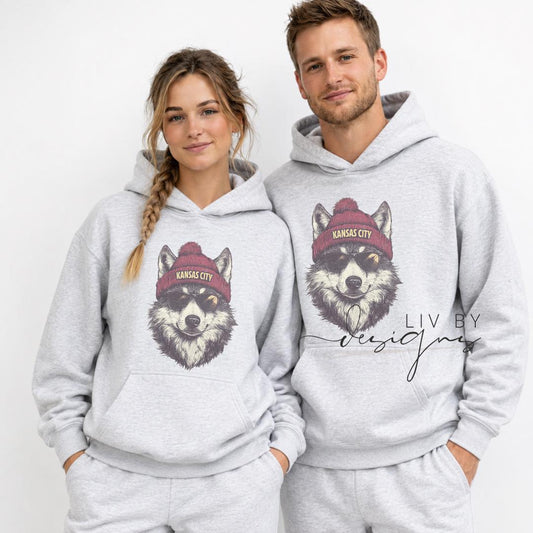 Game Day Chiefs Crew with beanie and shades | Everyday fall crew | Gift for football lover | Football Spirit Animal Crew, Game Day Pullover