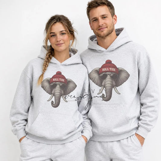 Elephant Crew with beanie and shades | Everyday crew for fall | Gift for football lover | Football Spirit Animal Crew, Game Day Pullover