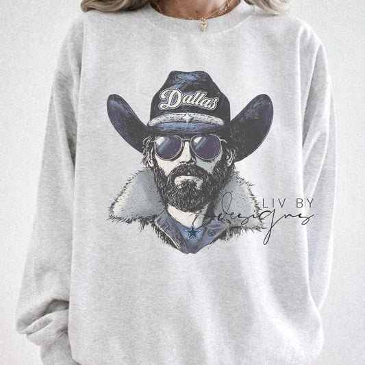 Cowboy Crew with shades | Everyday crew for fall | Gift for football lover | Football Spirit Animal Crew, Game Day Pullover TX