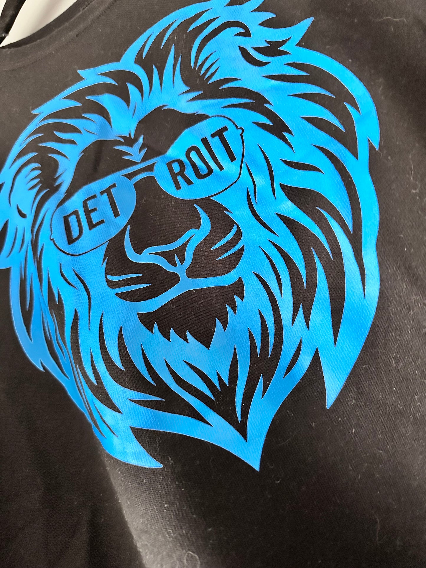 Detroit Lions Head with Glasses DTF Crew Bella and Canvas