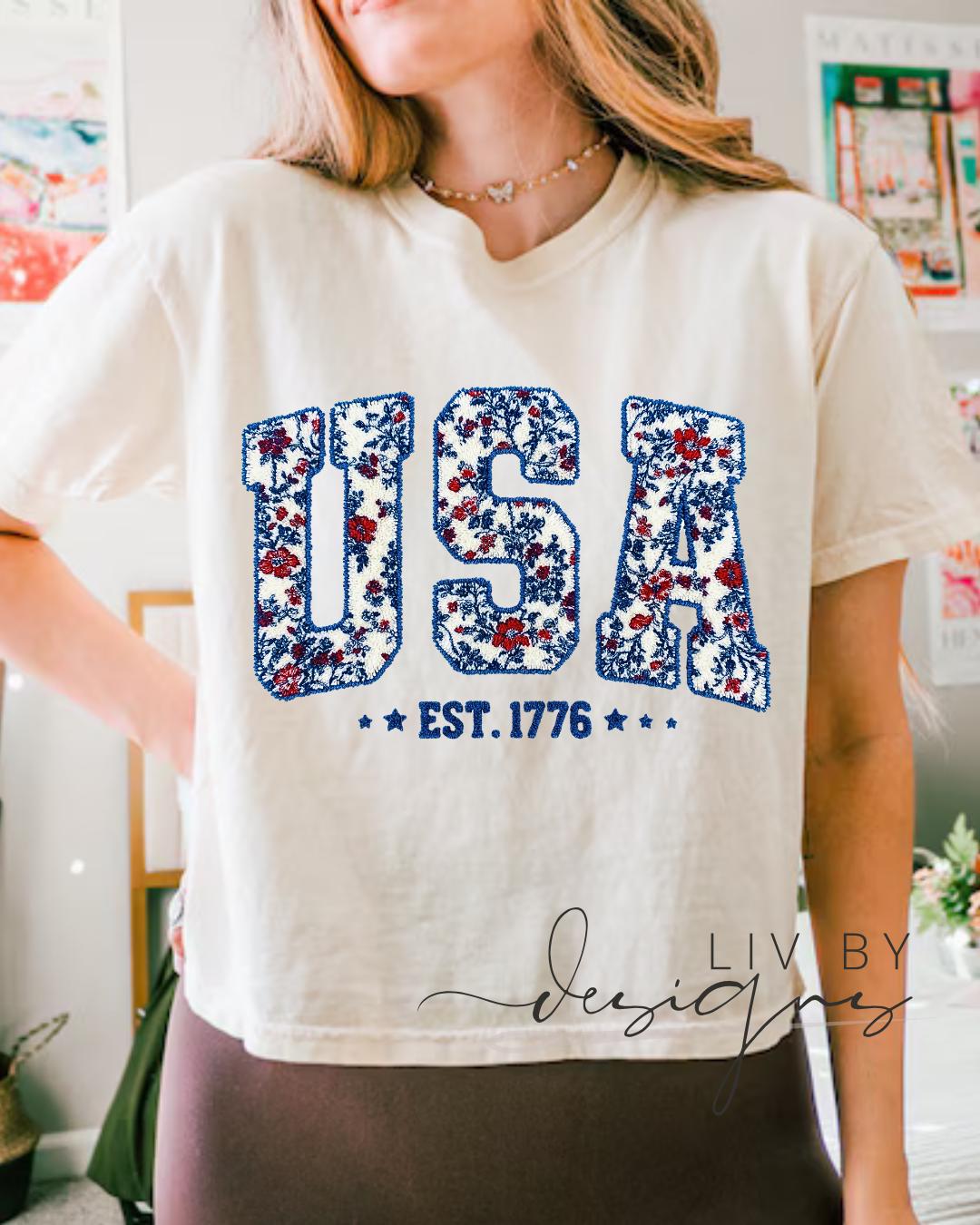 1776 retro 4th of July USA Graphic Crop Top | Comfort Colors Patriotic 250th Anniversary Cropped T-shirt for the 4th of July __etsy:8153546529