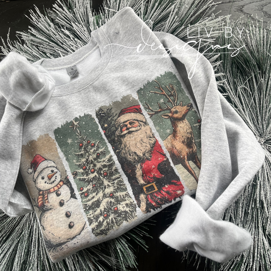 Vintage Christmas Scene Crewneck | Gildan Heavyweight Sublimation Sweatshirt | Retro Holiday  Apparel | Cozy Unisex Christmas Sweater Gift